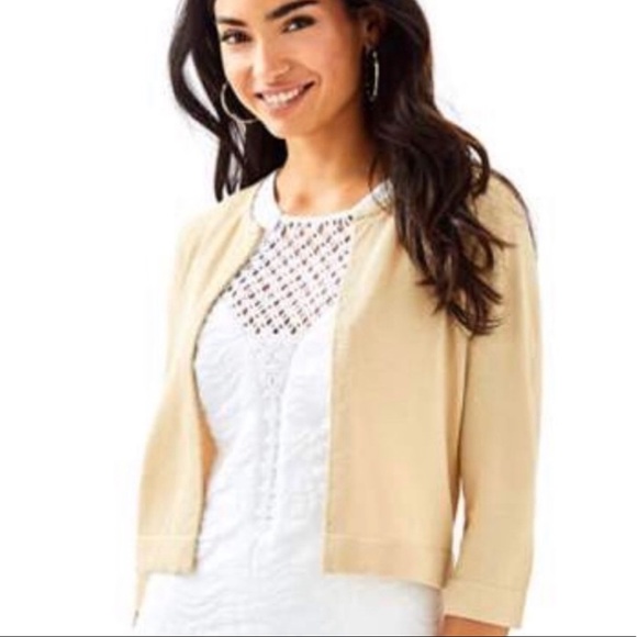 Lilly Pulitzer Sweaters - Lilly Pulitzer Gold Anne Cardigan In Sand Bar Met